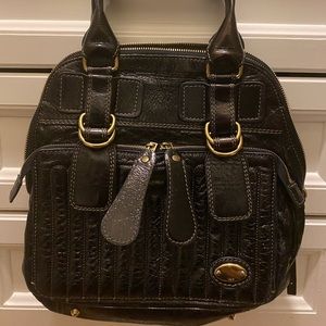 Chloe Bay Bowler Handbag in Distressed Black